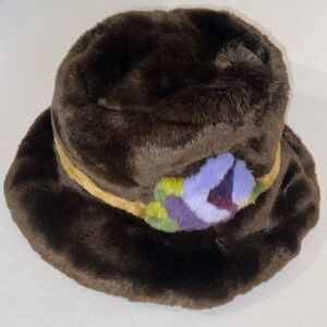 Summer Tompkins Multicolored Unique Faux Fur Unisex Bucket Hat Size OS